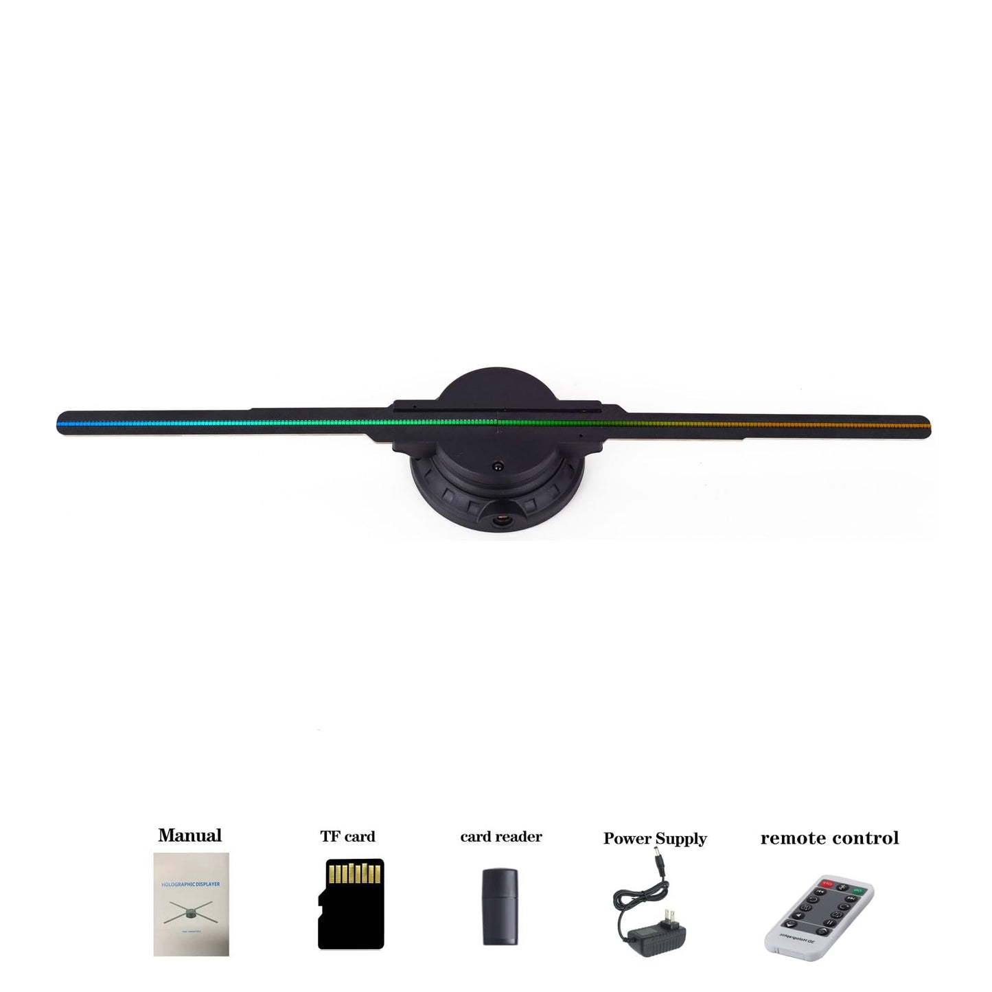 Ventilador de holograma 3D, proyector de ventilador de holograma con luces LED sin tornillos con aplicación y WiFi, resolución LED HD 2000 x 1444PX, y Bluetooth para bar, tienda, Halloween, Navidad