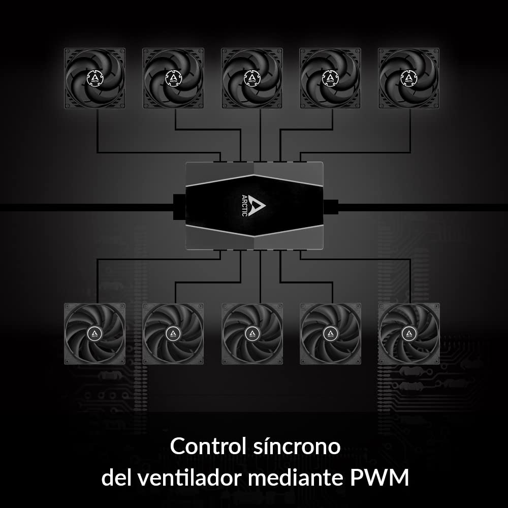 ARCTIC Case Fan Hub - Distribuidor de Ventiladores PWM de 10 Veces con Potencia SATA - Negro