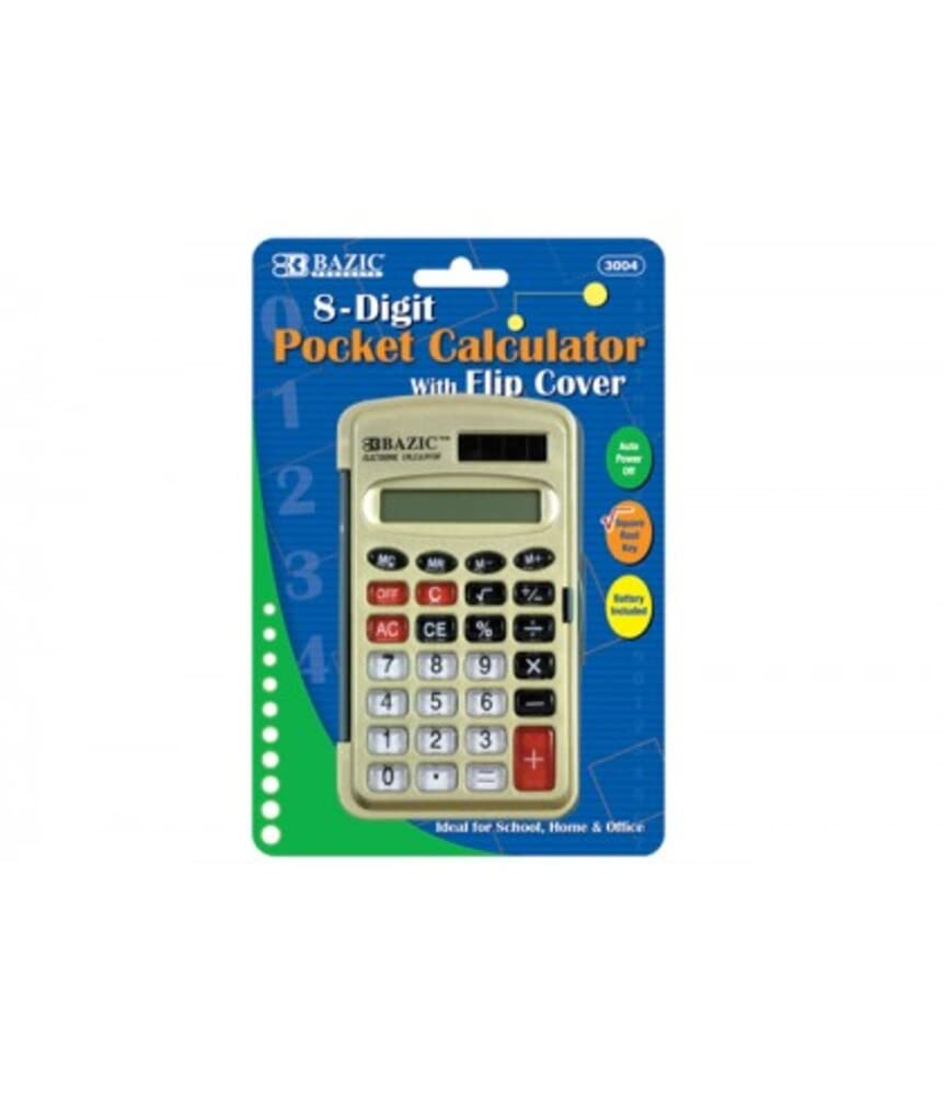 Calculadora de Bolsillo BAZIC Negra con Tapa Plegable