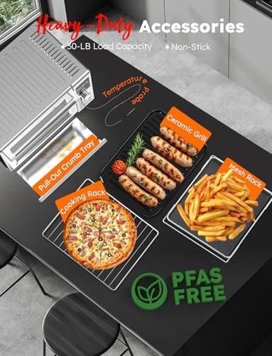 Nuwave Bravo XL Pro Air Freyer Horno tostador con parrilla combinada, nuevo sistema de convección ultrarrápido 2024, 35% más crujiente, 2 veces más uniformes, 142 preestablecidos, 50-500F, sonda más