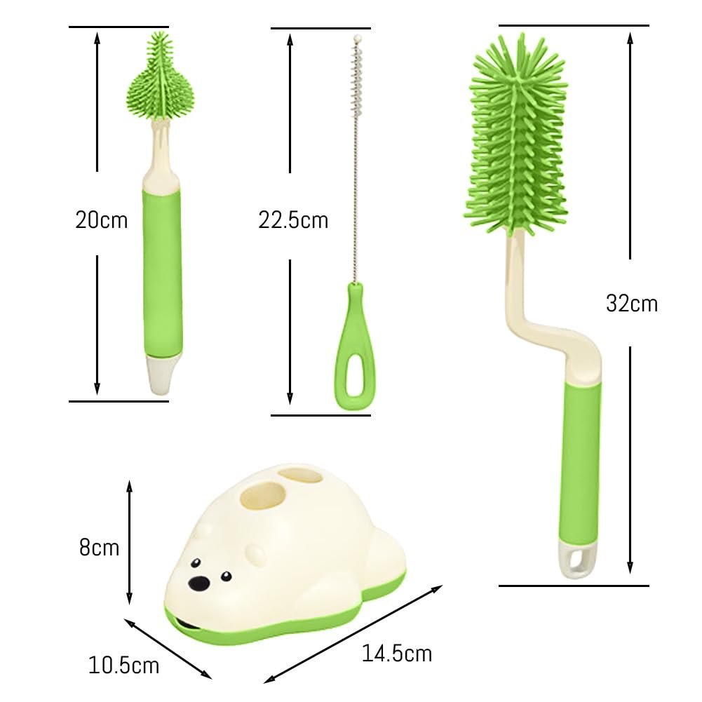 EDWINAYY Juego de Cepillo para Biberones, 4 EN 1 Multifunción, Verde
