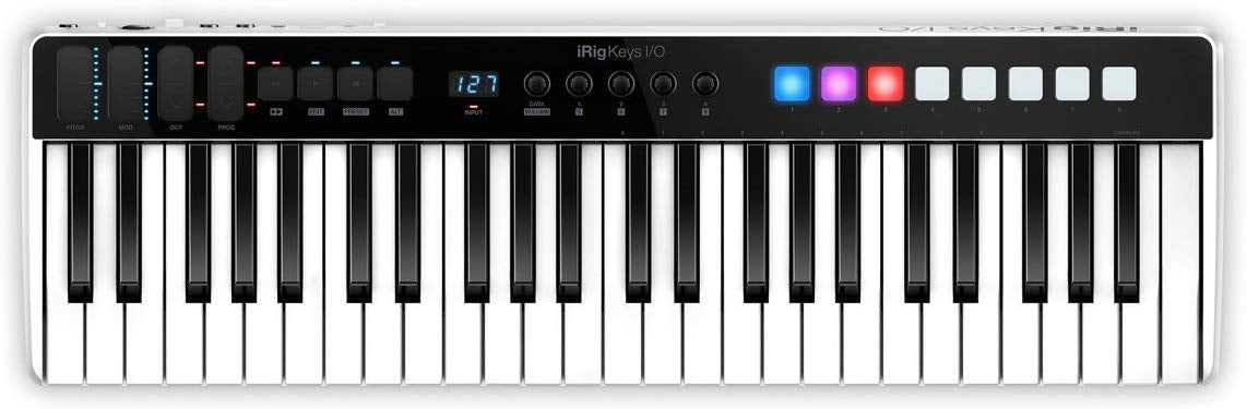 IK Multimedia IP-IRIG-KEYSIO25-IN iRig Keys I/O Estación de trabajo de creación musical de 25 teclas, controlador MIDI con interfaz de audio integrada, 49- Tecla, 49-key