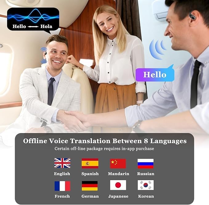 M76 Language Translator,traductor de idiomas,equipado con aplicación AI,auriculares de traducción en tiempo real,sonido estéreo de alta fidelidad,admite 144 idiomas diferentes