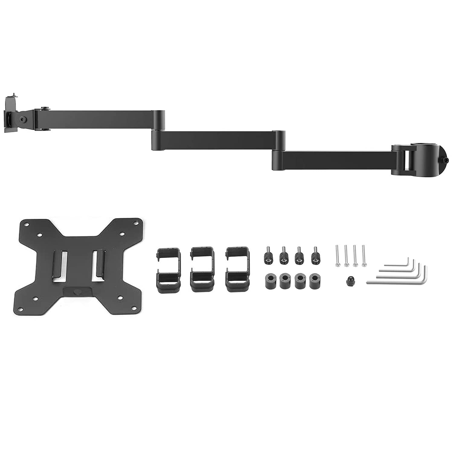 Brazo de Monitor WALI Negro Universal de 3 Niveles Totalmente Ajustable