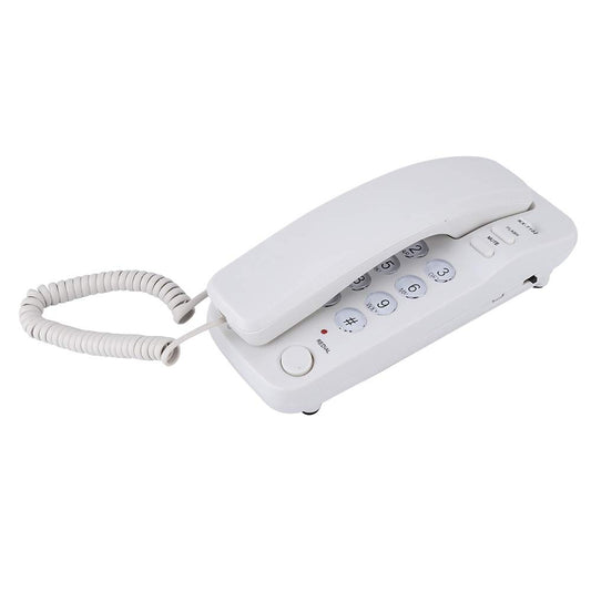 Oumij Teléfono Fijo con Cable Montaje en Pared Extensión de Teléfono de Línea Fija Sin Identificador de Llamadas Teléfono del Hogar Escritorio o Pared para la Familia del Hotel(Blanco)