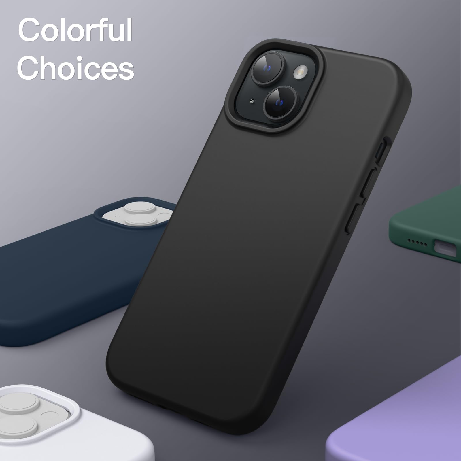 JETech Funda Silicona para iPhone 13 6,1 Pulgadas, Protectora de Cuerpo Completo con Tacto Suave y Sedoso, Antigolpes Carcasa con Forro de Microfibra (Negro)