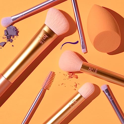 REAL TECHNIQUES, Kit de Brochas de Maquillaje + Esponja, Level Up, 8 Piezas, Calidad Profesional