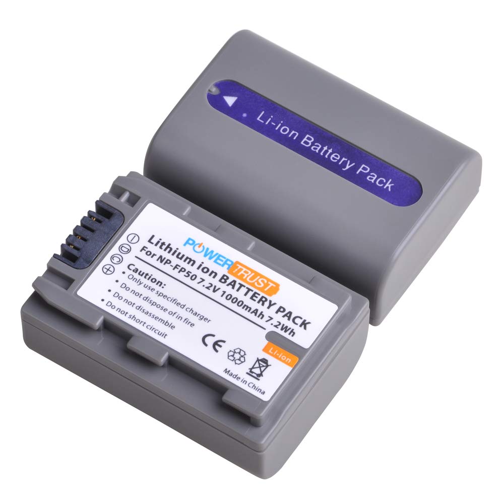 Batería y Cargador USB LED PowerTrust Negro para Sony NP-FP50