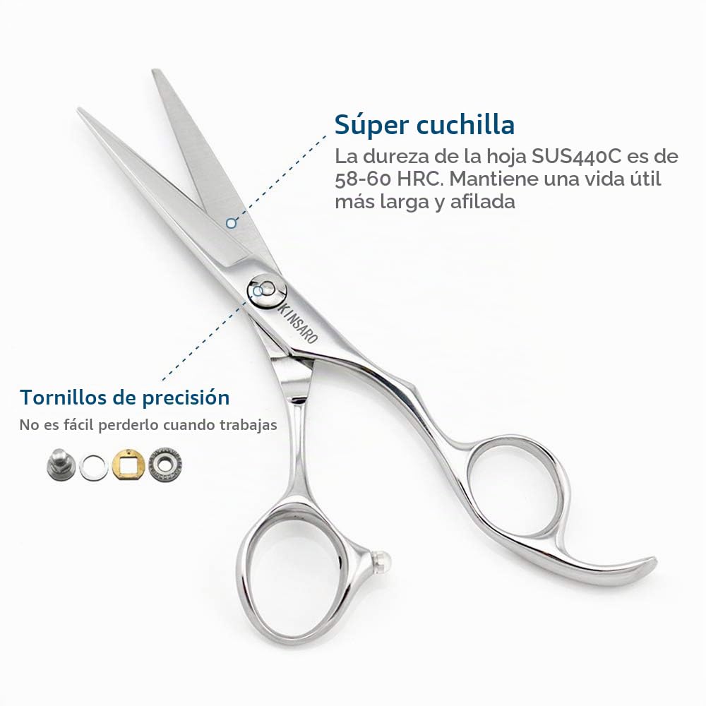 5.5" Hair scissors Convex Blades Japan 440C Silvery Professional Hair Shears Barber hair scissors Kinsaro