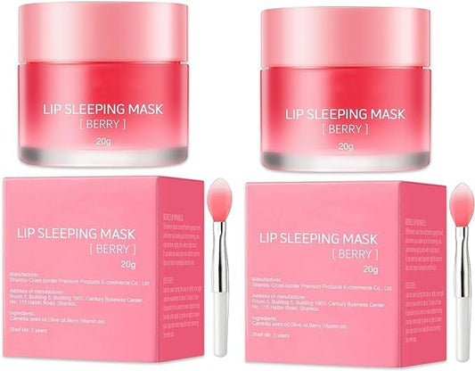 Lip Care Set: 2 Jars of Overnight Lip Mask for Dry, Cracked Lips - 20g