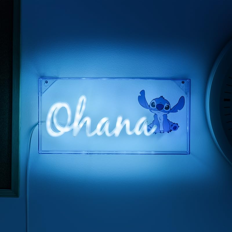 Lámpara LED Paladone Azul Stitch Ohana Oficial Disney Decoración Coleccionable 30 cm