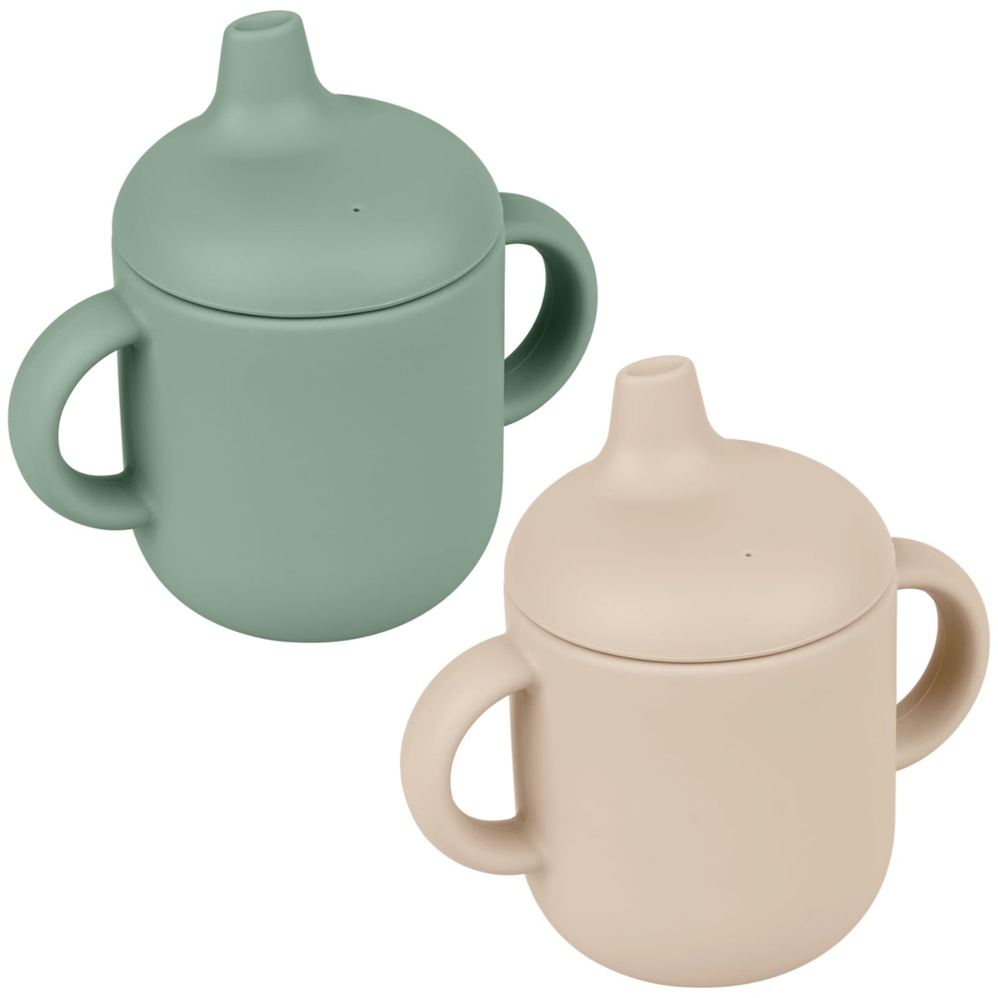 Nothomme - Vasos de silicona para bebes de 6 a 12 meses, paquete de 2 tazas de entrenamiento de silicona de grado alimenticio con pajitas y tapas, mango de agarre para destete LED de bebé, 6 onzas