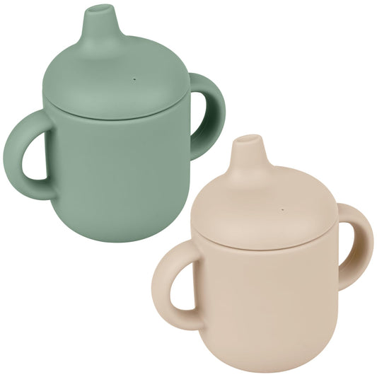 Nothomme - Vasos de silicona para bebes de 6 a 12 meses, paquete de 2 tazas de entrenamiento de silicona de grado alimenticio con pajitas y tapas, mango de agarre para destete LED de bebé, 6 onzas