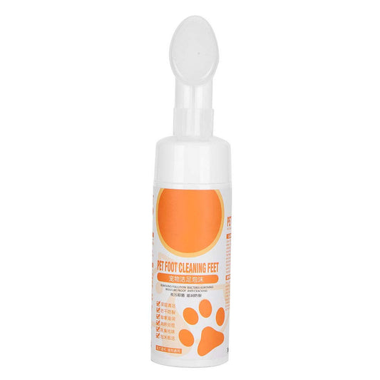 AYNEFY Espuma de Limpieza de Pies para Mascotas, 150 Ml Cuidado Suave de Limpieza de Pies para Mascotas Champú Seco Sin Enjuague Limpiador de Patas Sin Agua con Cepillo Limpiador de