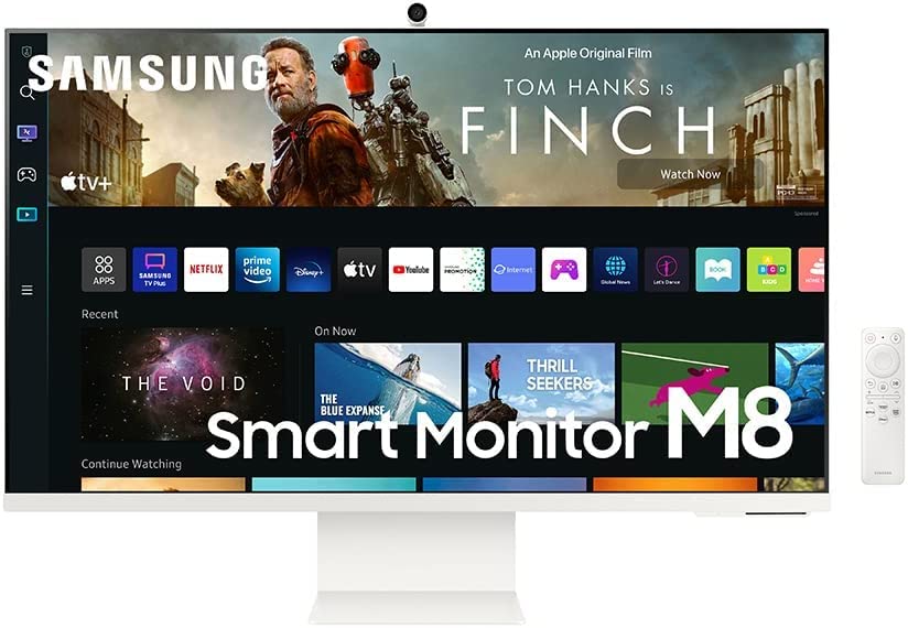 Monitor de Computadora Samsung Blanco 32 Pulgadas 4K UHD HDR Inteligente con Transmisión de TV y Cámara Slimfit