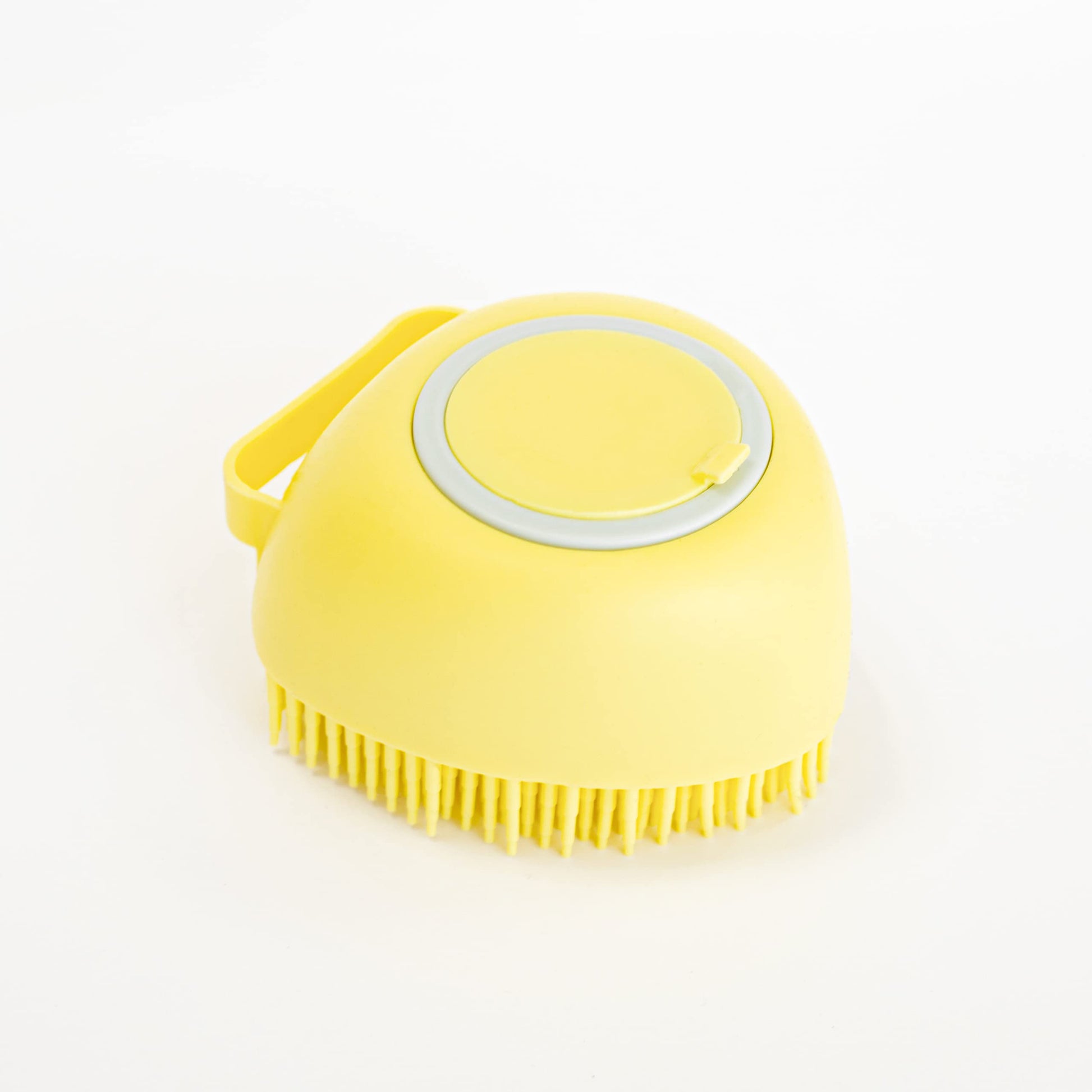 Generic Cepillo de Baño para Perro y Mascotas de Pelo Corto y Largo de Silicona Suave con Dispensador de Champú (Amarillo)