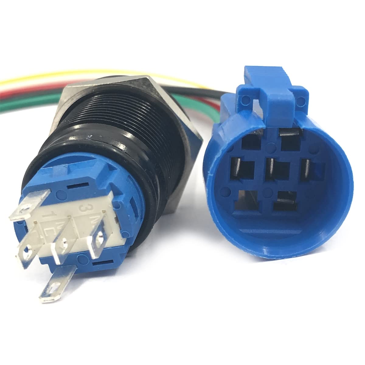 Botón de Bocina FainWan Azul 19 mm 12 V con Luces LED