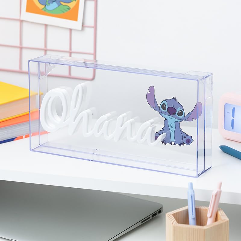 Lámpara LED Paladone Azul Stitch Ohana Oficial Disney Decoración Coleccionable 30 cm