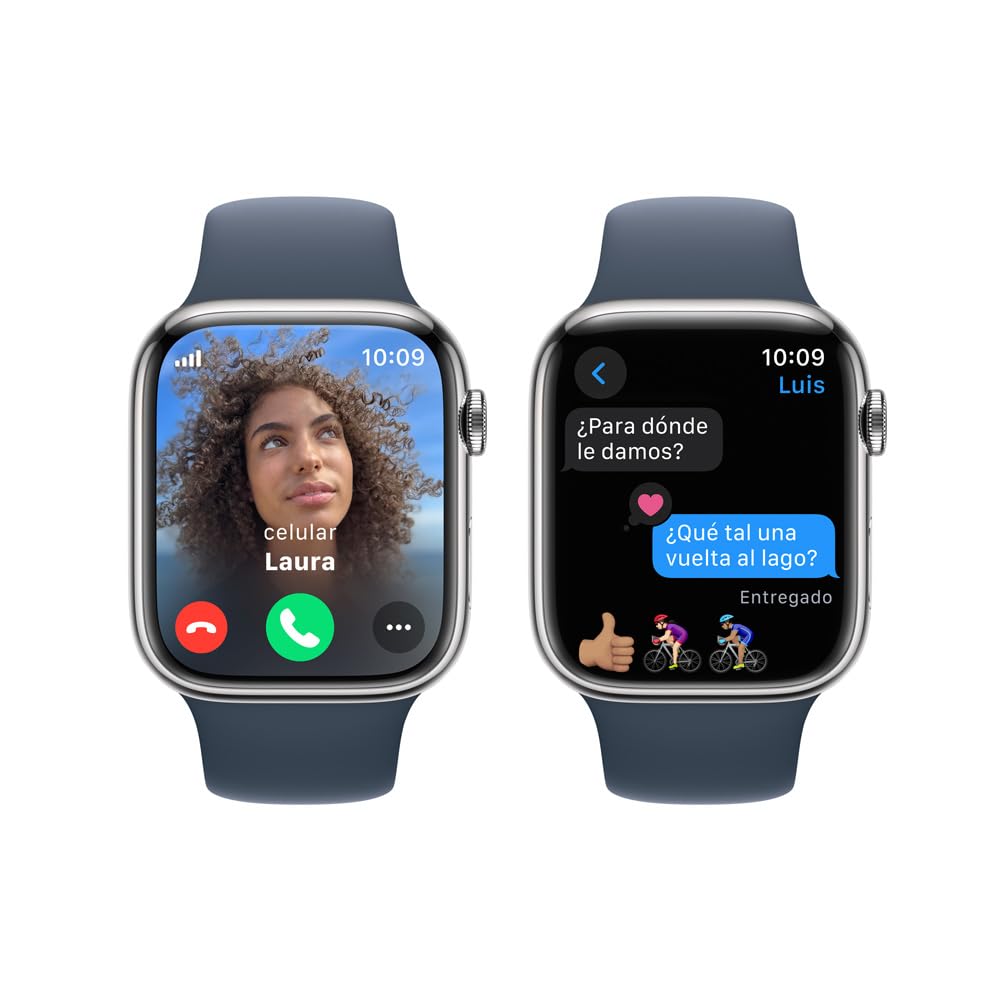 Reloj Inteligente Apple Watch Series 9 Plata Acero Inoxidable Correa Azul Tormenta Reacondicionado