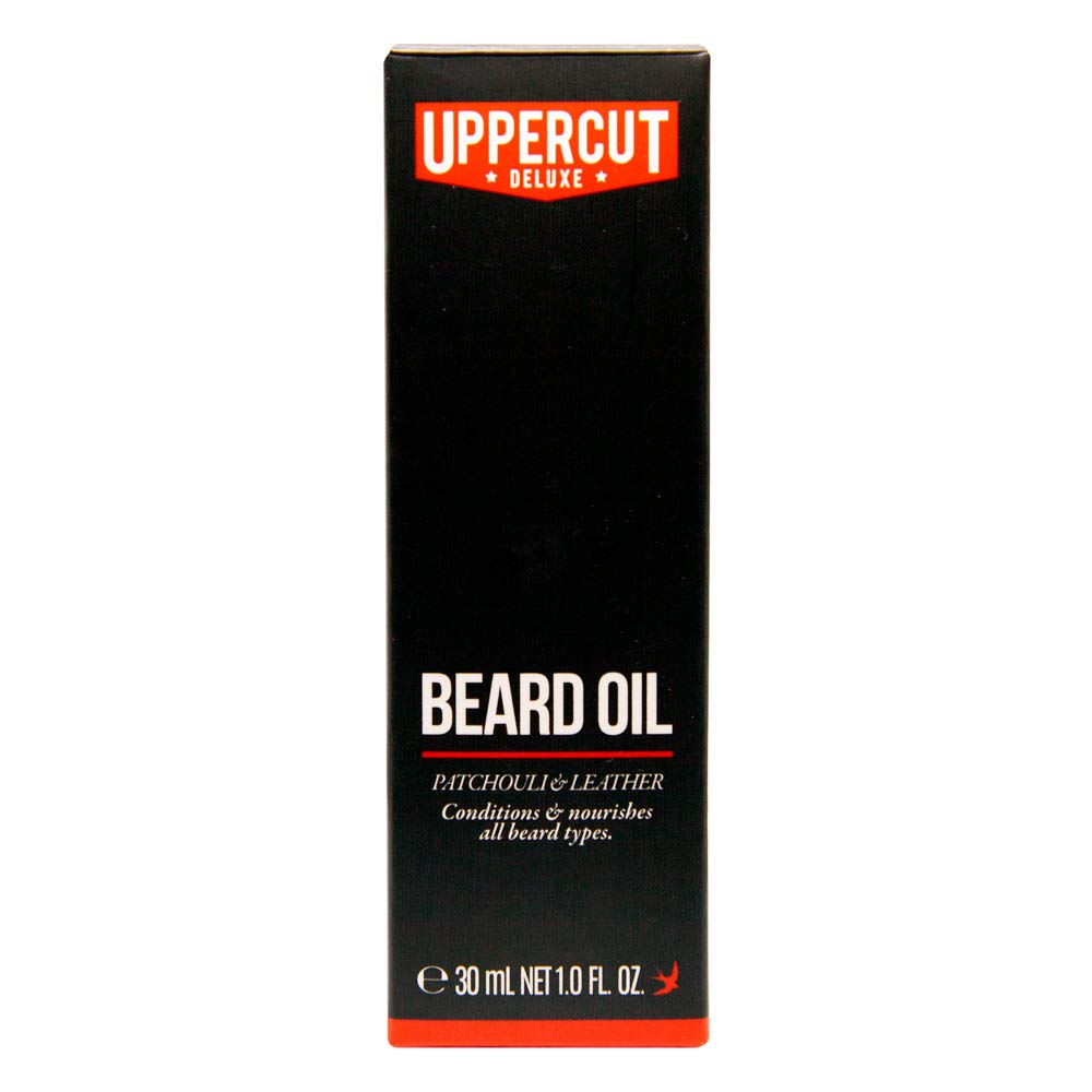 Uppercut Deluxe aceite acondicionador para barba, pachulí y aroma de piel, 1 onzas líquidas