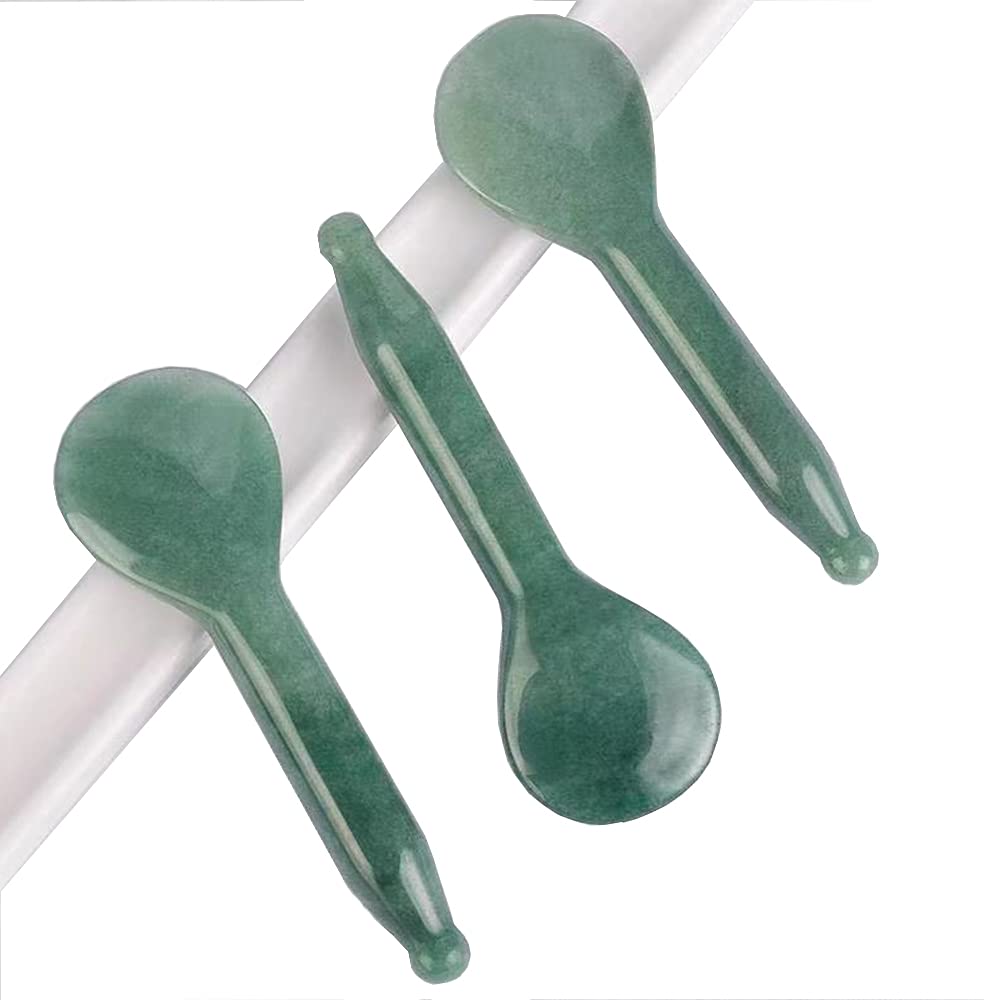 Jade Gua Sha herramientas de masaje, herramienta facial 100% natural verde gua sha anti envejecimiento de la piel facial SPA para rejuvenecer la piel, antiarrugas y antienvejecimiento, C