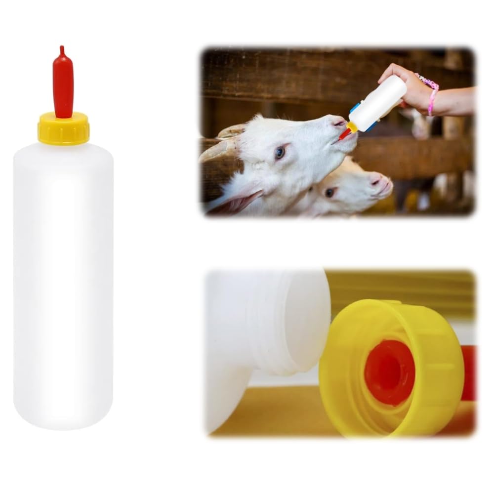 Haokixin biberones para cabras de 400 ml/13,5 oz y 12 tetinas, biberón para corderos y cabritos, biberón para ganado para ovejas, corderos, terneros y otros ma claro