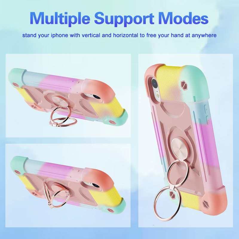 Funda para iPhone X/XS Uso rudo,con Soporte de Anillo,Resistente a caídas y Golpes,protección de Cuerpo Completo,Duradera,Resistente Funda Protectora 3 en 1 Mujer para iPhone X/XS