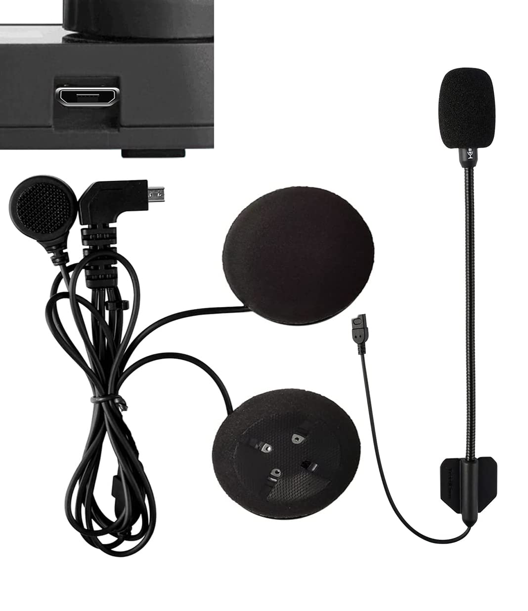 FreedConn - Micrófono de intercomunicación Bluetooth [Auriculares actualizados de 5 pines] Altavoz para KY Pro TCOM-VB/TCOM-SC (interfaz micro USB para auriculares de 5 pines)