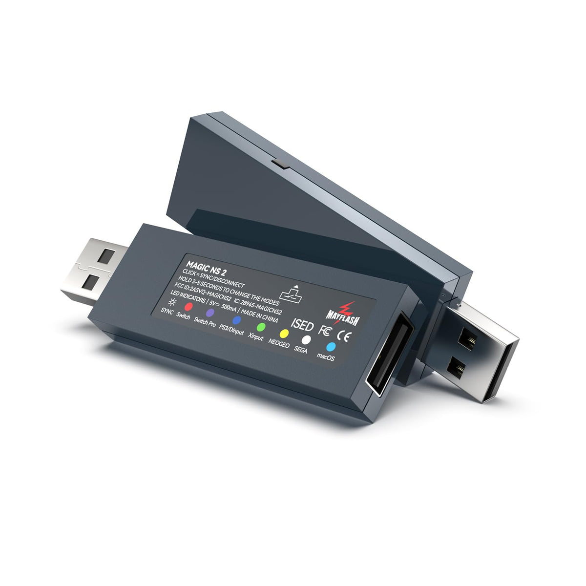 Adaptador USB inalámbrico MAYFLASH Magic NS 2 Bluetooth Negro Compatible para Switch, Windows y más dispositivos