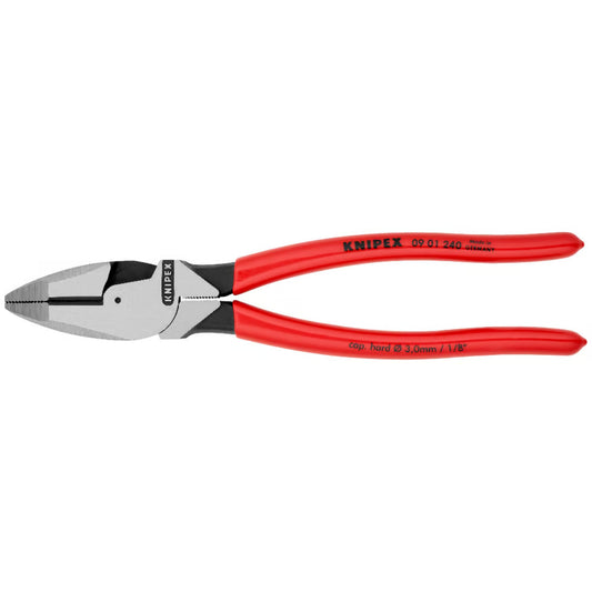 Knipex 09 01 240 SB Alicate Universal Lineman's Pliers Modelo Americano Atramentado Recubiertos de Plástico Antideslizante, 240 mm, color negro