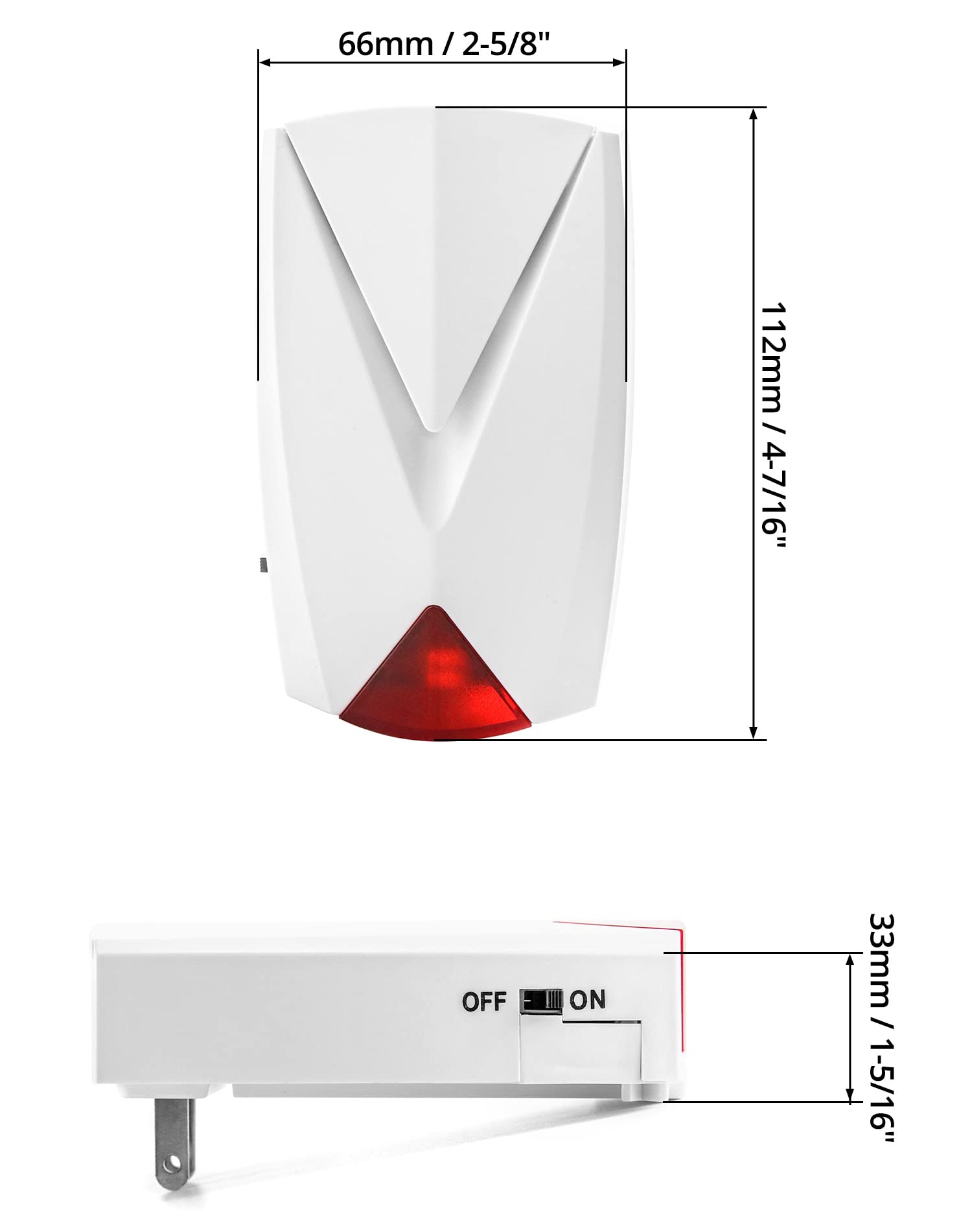 Alarma de Corte de Energía QWORK Blanca con Sirena Potente y Luz LED 4 Pack
