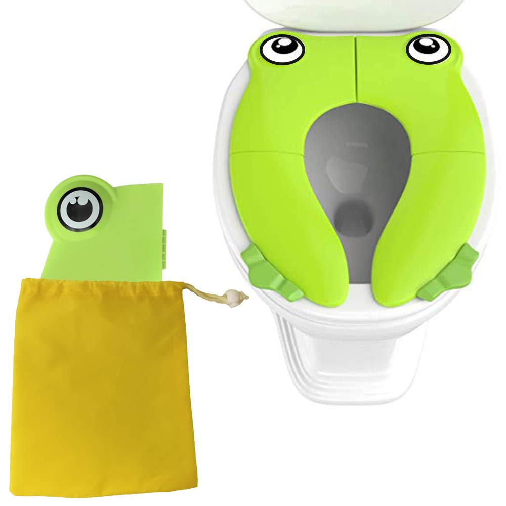 Funda de Asiento de Entrenamiento POKANIC Verde Rana con Almohadillas de Silicona Antideslizantes Plegables y Portátil para Niños y Niñas