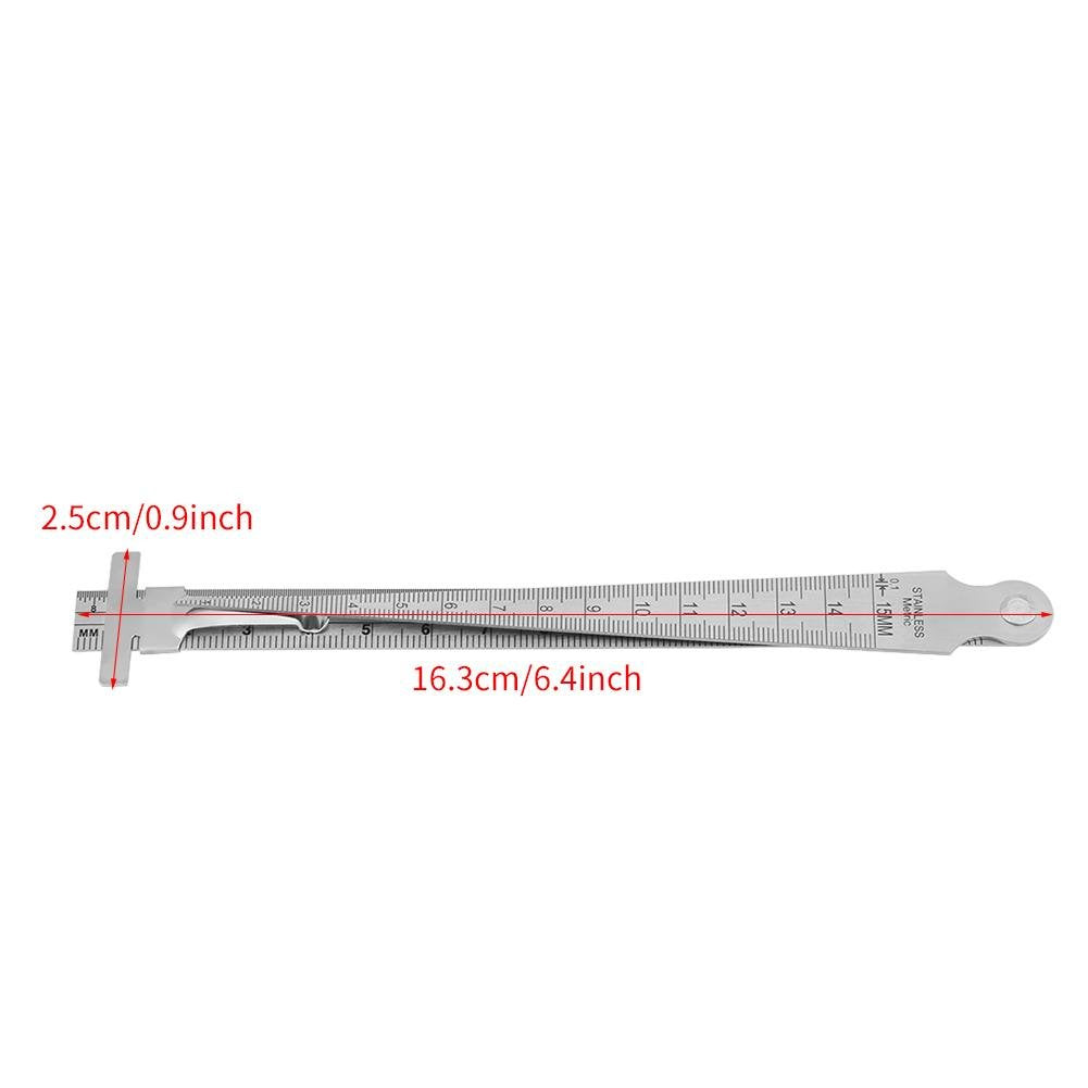 Calibrador De Soldadura De Acero Inoxidable, 0. 3mm-15mm Medidor De Holgura Y Profundidad Cónica Herramienta De Medición Graduación en mm y pulgadas para Inspección de Soldaduras