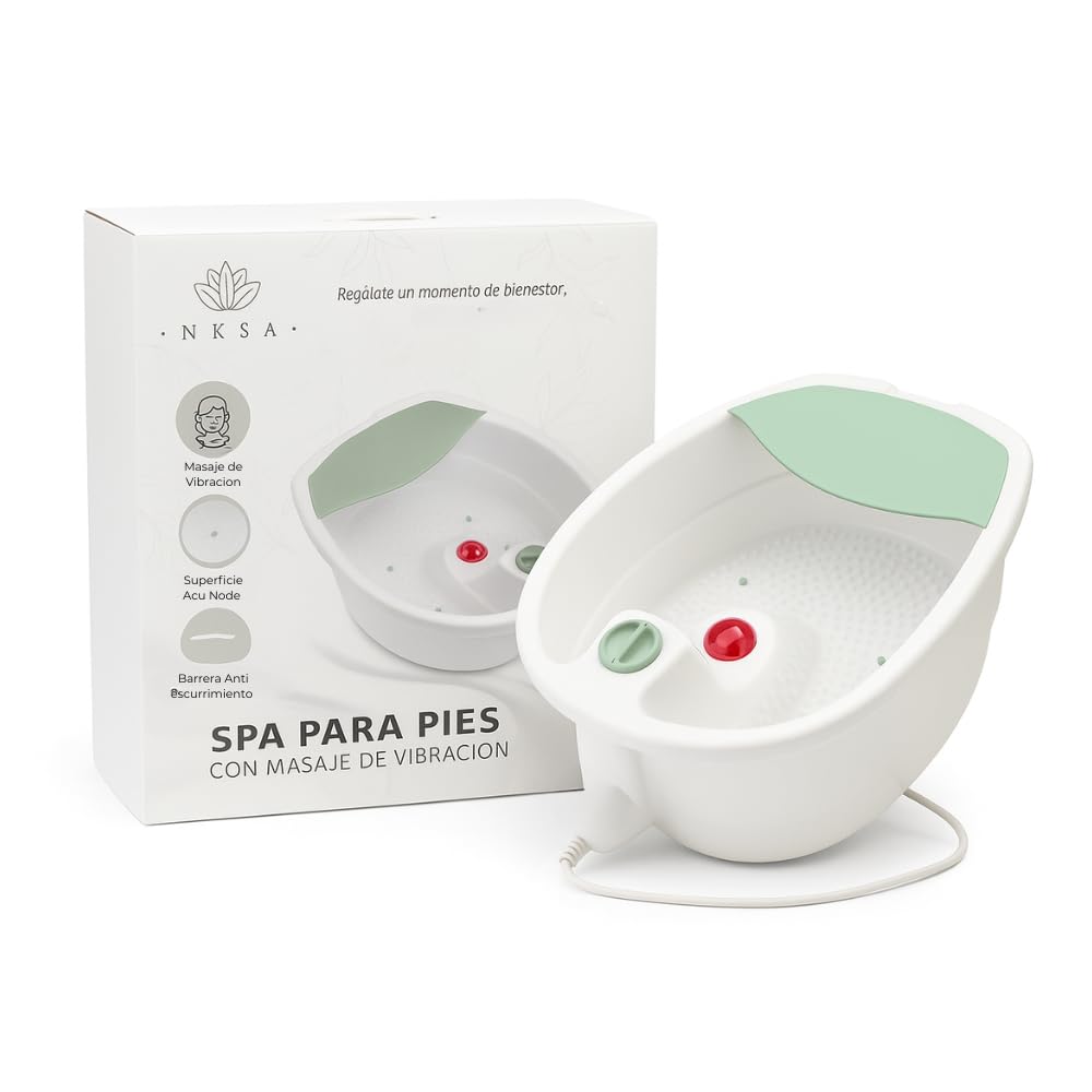Hidromasajeador Eléctrico para Pies Spa 42 x 33 cm Tina Blanco y Verde