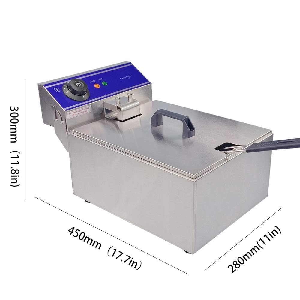Freidora Eléctrica DULONG Acero Inoxidable Control de Temperatura para Cocina Casera