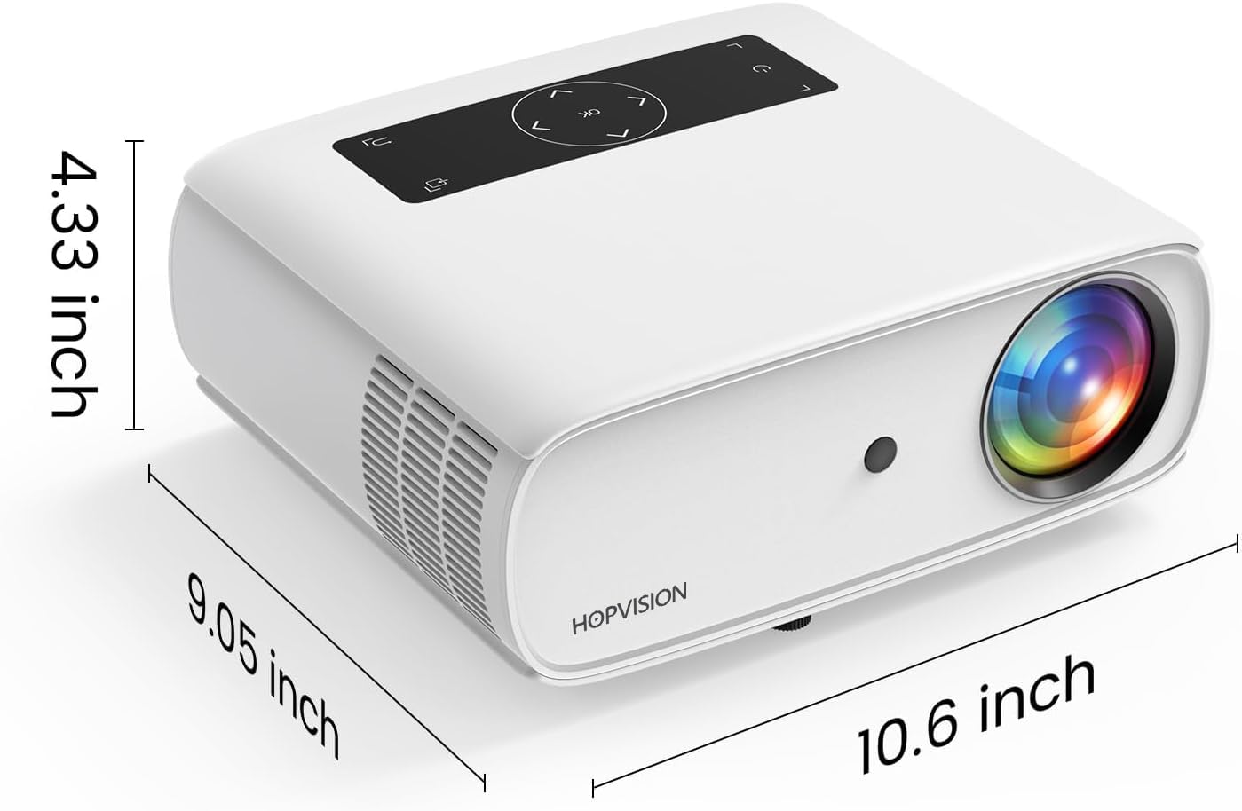 HOPVISION Proyector Native 1080P Full HD, película de 15,000 Lux con 150,000 Horas de Vida LED, 4K & 350 Pulgadas Compatible, para SmartPhone/PC/Laptop/PS4/TV Stick/Excel/PPT