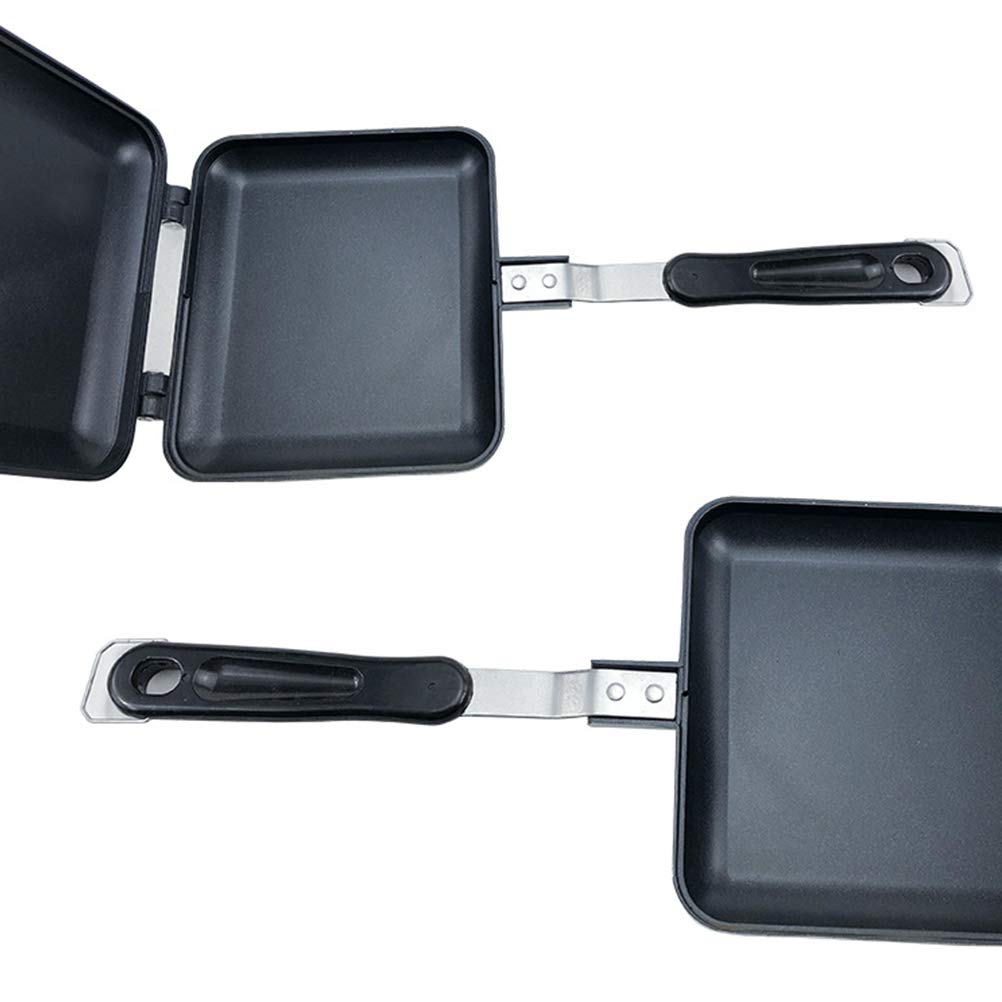 Henoot Sartén de doble cara, sándwich maker multifunción de aluminio de doble cara, sandwichera con asas, antiadherente, sartén para tostadas, cake tostadas