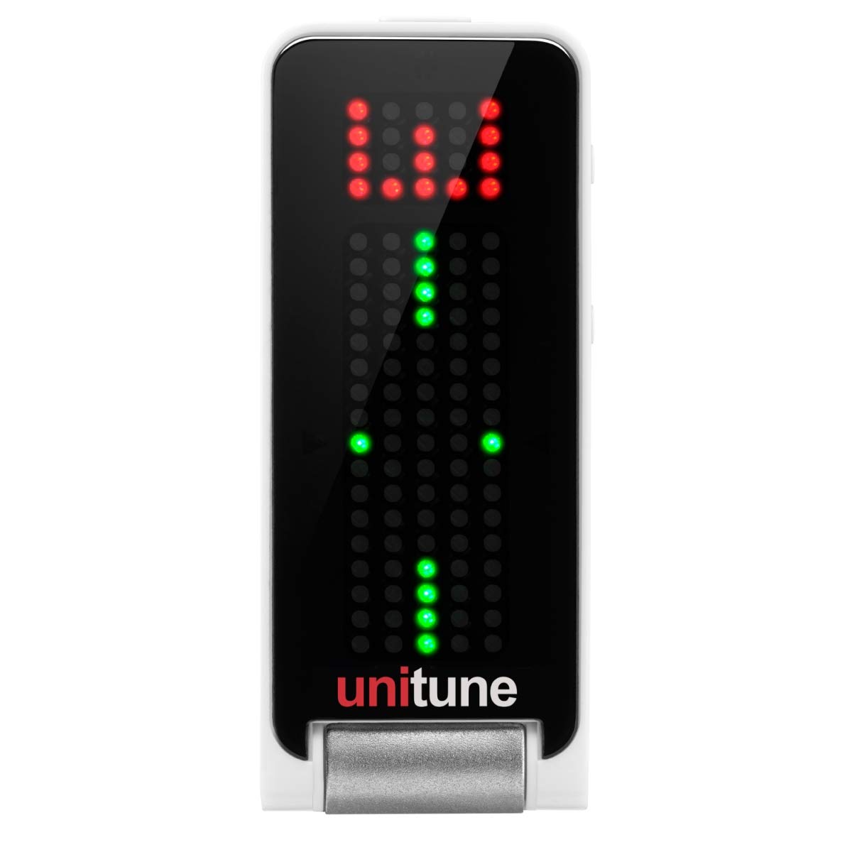 TC Electronic UNITUNE - Afinador de clip con modos estroboscópicos y cromáticos y pantalla de matriz de 108 LED para una calidad de afinación sin concesiones
