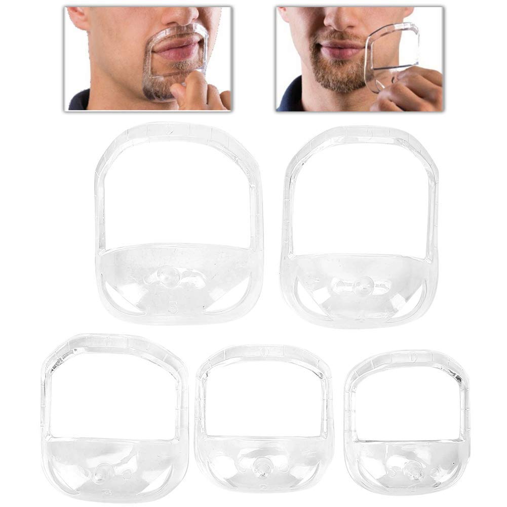 Herramienta De Peinado De Barba Para Hombres, 5 Piezas De Plantilla Moldeadora De Barba, Plantilla De Afeitado De Barba Profesional, Plantilla De Peine De Peinado Transparente Para Bigote De Chivo, Juego De 5 Tamaños (blanco)