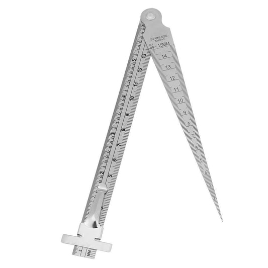 Calibrador cónico Profundidad del orificio de separación Medidor 3 en 1, Escala de apertura Medidor de acero inoxidable de 0,3 mm-15 mm, Medidor de separación de la cuña métrica de 0,1-15 mm, Regla d