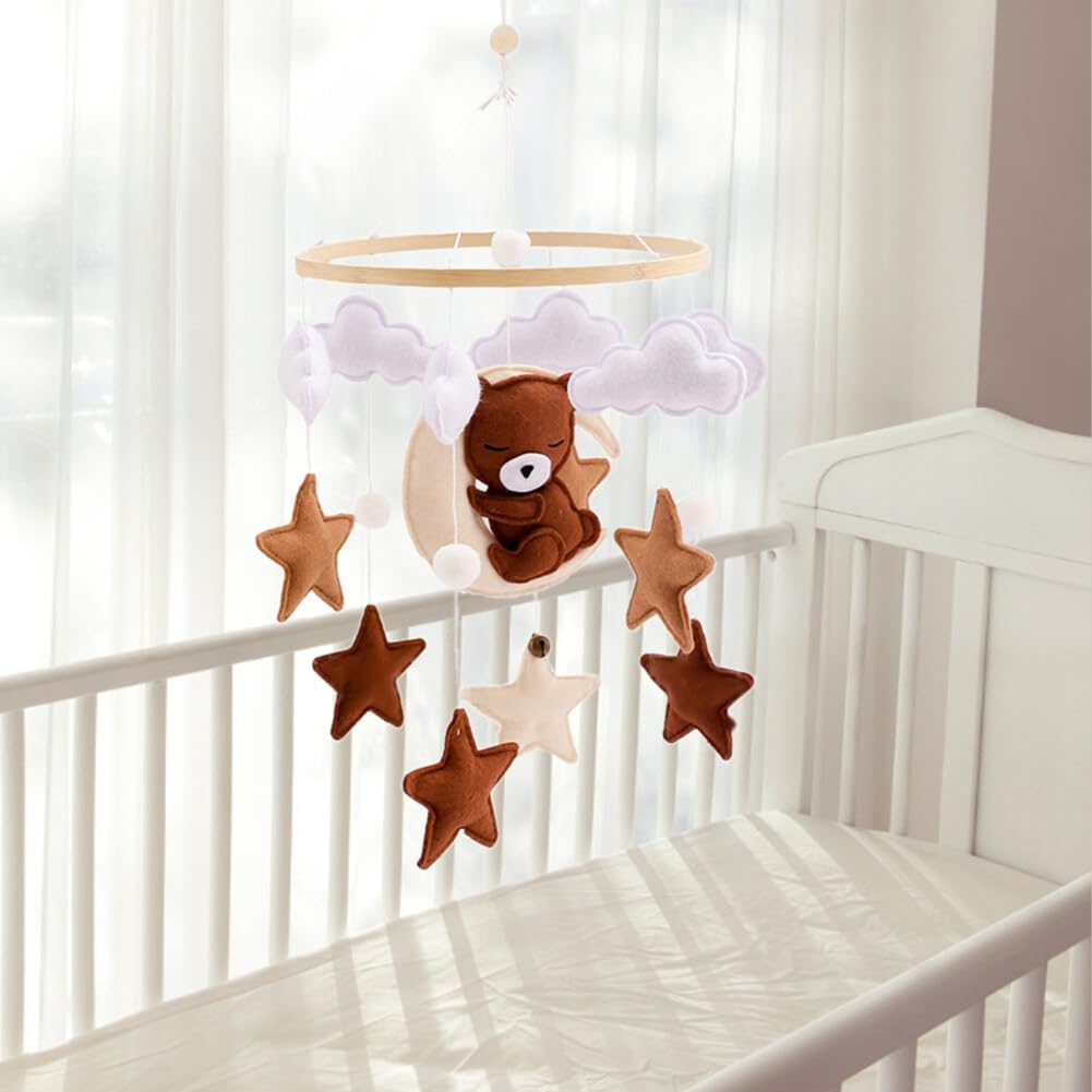 Decoración de cuarto de bebé, móvil para cuna – oso móvil boho decoración de guardería – móvil para moisés – colgante para guardería y techo
