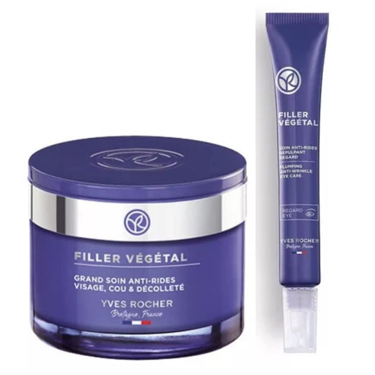 Yves Rocher Set Filler Vegetal: Tramiento en Crema Facial Día y Noche (75 ml) + Contorno de Ojos (14 ml)
