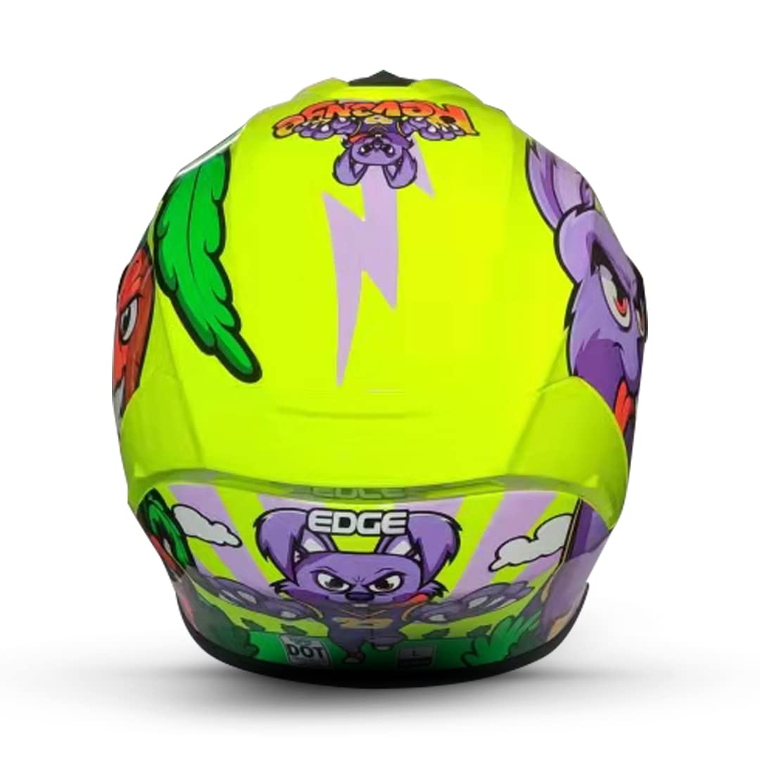 Casco Motocicleta Integral Marca - Edge - Frankie - Full Face - Certificado Dot - Moto Cascos de para Guantes Funda (Verde, L)