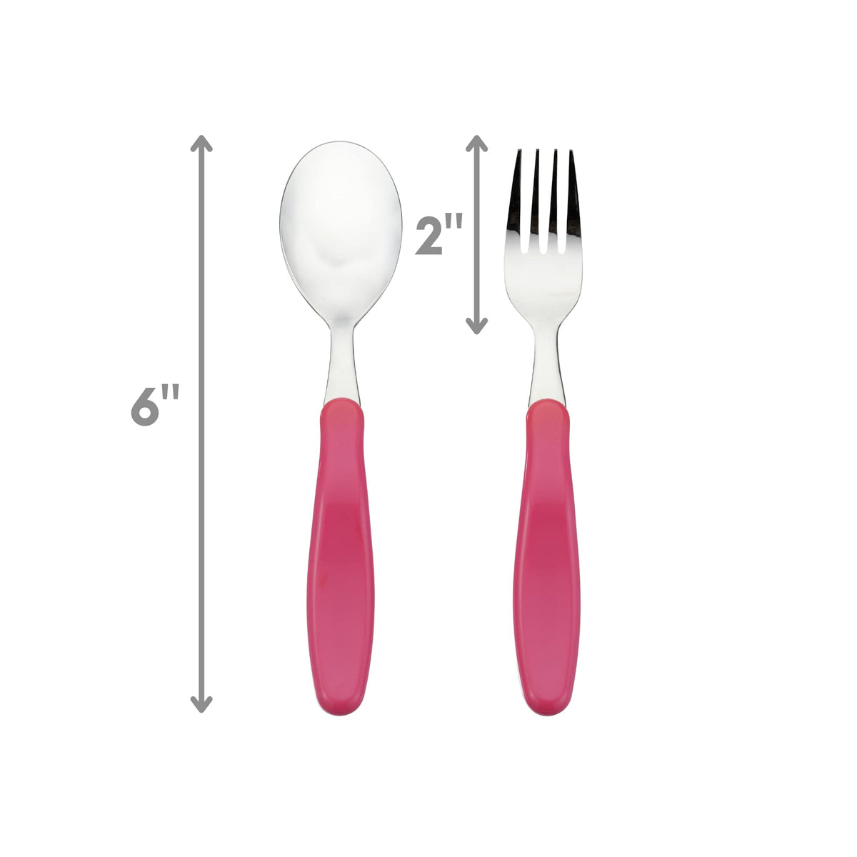 Innobaby Din Din Smart EZ Grip Cuchara y tenedor con estuche de transporte, juego de utensilios para niños y niños, sin BPA (rosa)