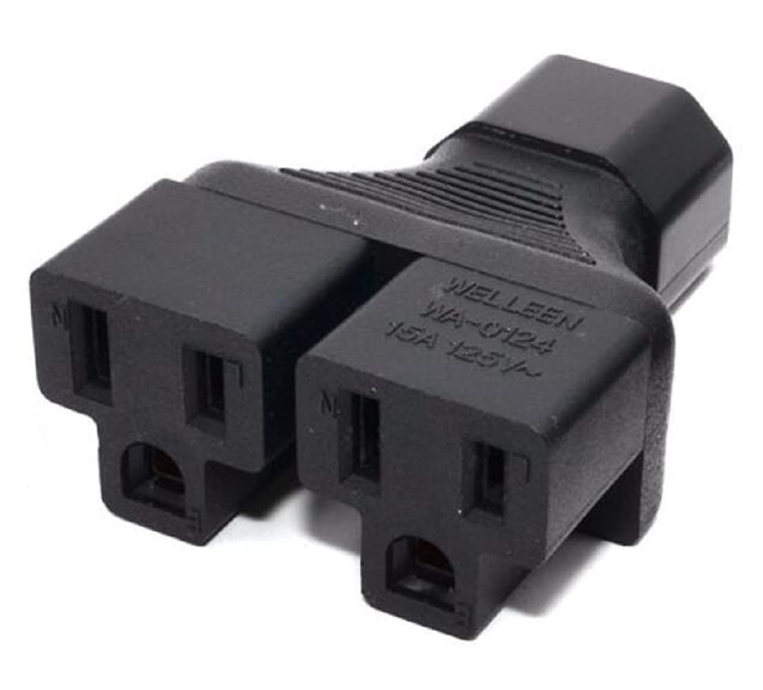 Adaptador de Corriente Divisor Toptekits Negro C14 a 2 x Nema 5-15R 3 Pines