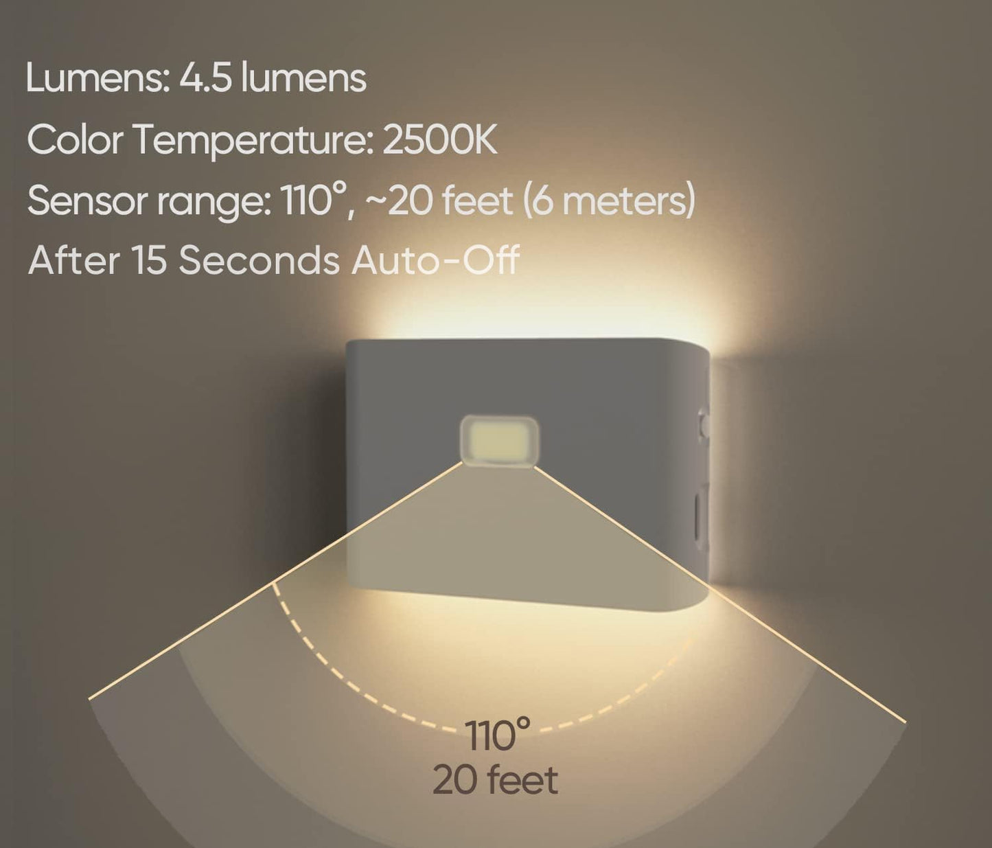 Luces Nocturnas WYZE Blancas Cálidas Con Sensores de Movimiento y Anochecer, Enlazables y Magnéticas, Paquete de 3