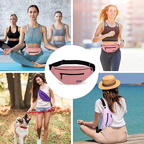 Riñonera MAXTOP Rosa con Conector para Auriculares y 4 Bolsillos para Mujer y Hombre
