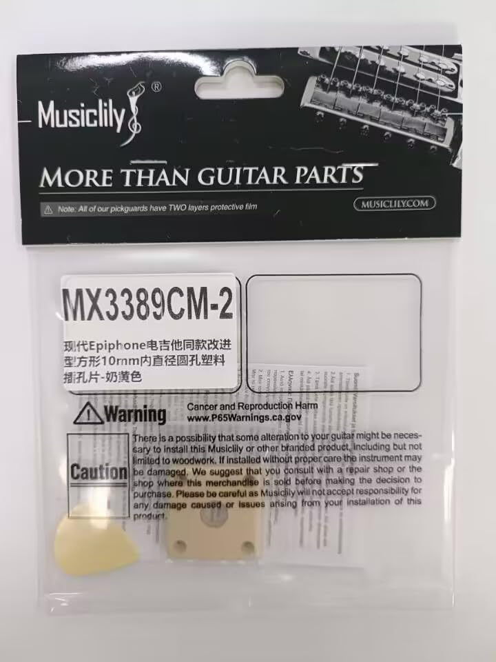 Musiclily Pro Curvada Placa de Jack Cuadrada de Plástico Jack Plate 10mm Agujero para Guitarra Eléctrica Epiphone LP SG Style, Crema (Set de 2)