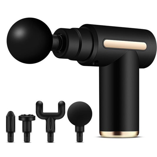 Pistola de Masaje Muscular, Masajeador de Espalda/Cuello/Manos/Piernas Electrico, 4 Cabezales Masajeador Portatil Muscular, Mini Masajeador Electrico de Mano, Massage Gun para Relajar los Músculos