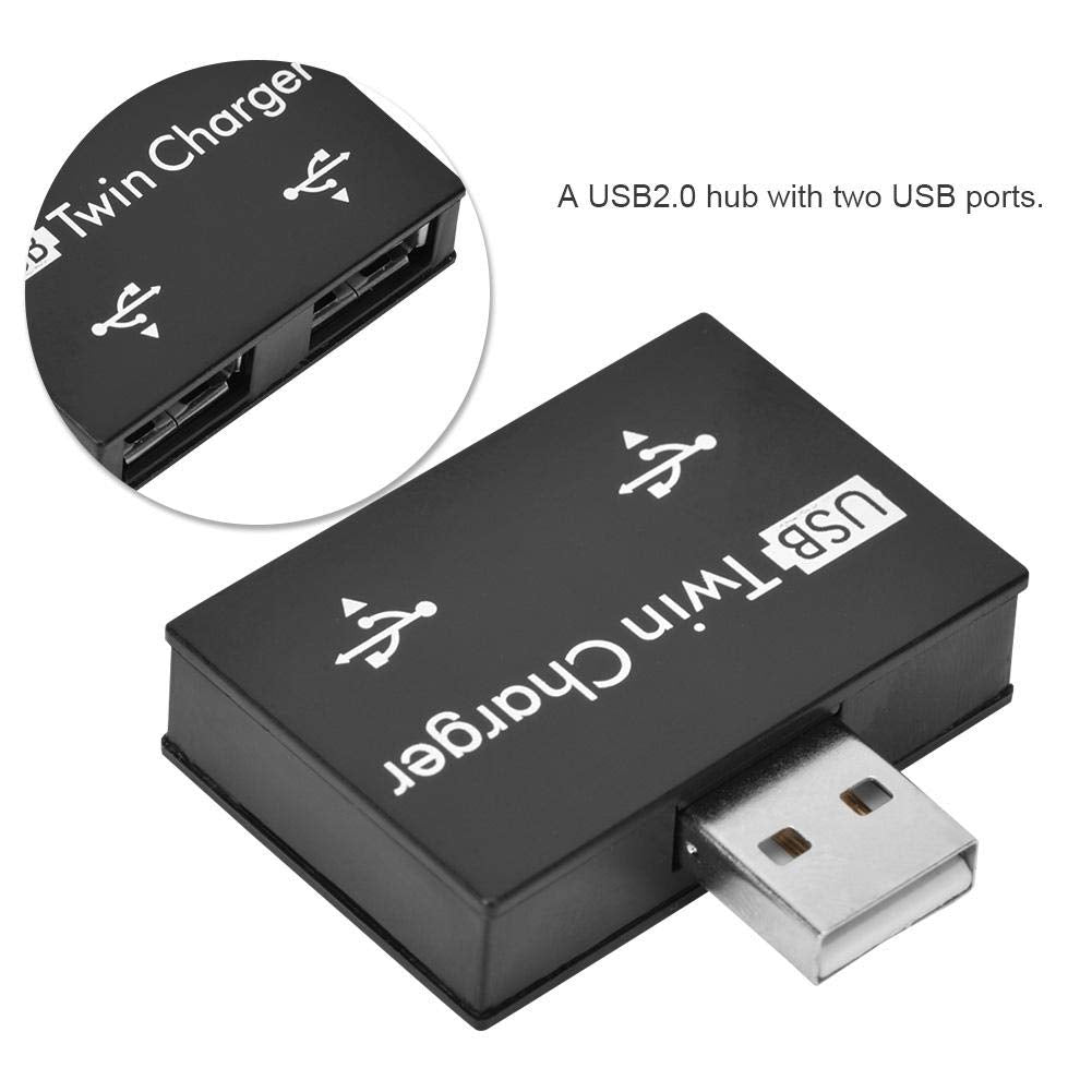 Bewinner Mini USB Hub Kit de Conversión de Adaptador de Divisor de Cargador Doble USB de 2 Puertos Aleación de Aluminio + PC Mini hub Pequeño/Portátil/Resistente/Duradero para